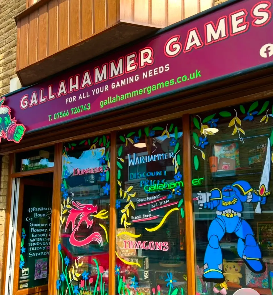 Inside Gallahammer Games tabletop gaming store in Wombwell, Barnsley